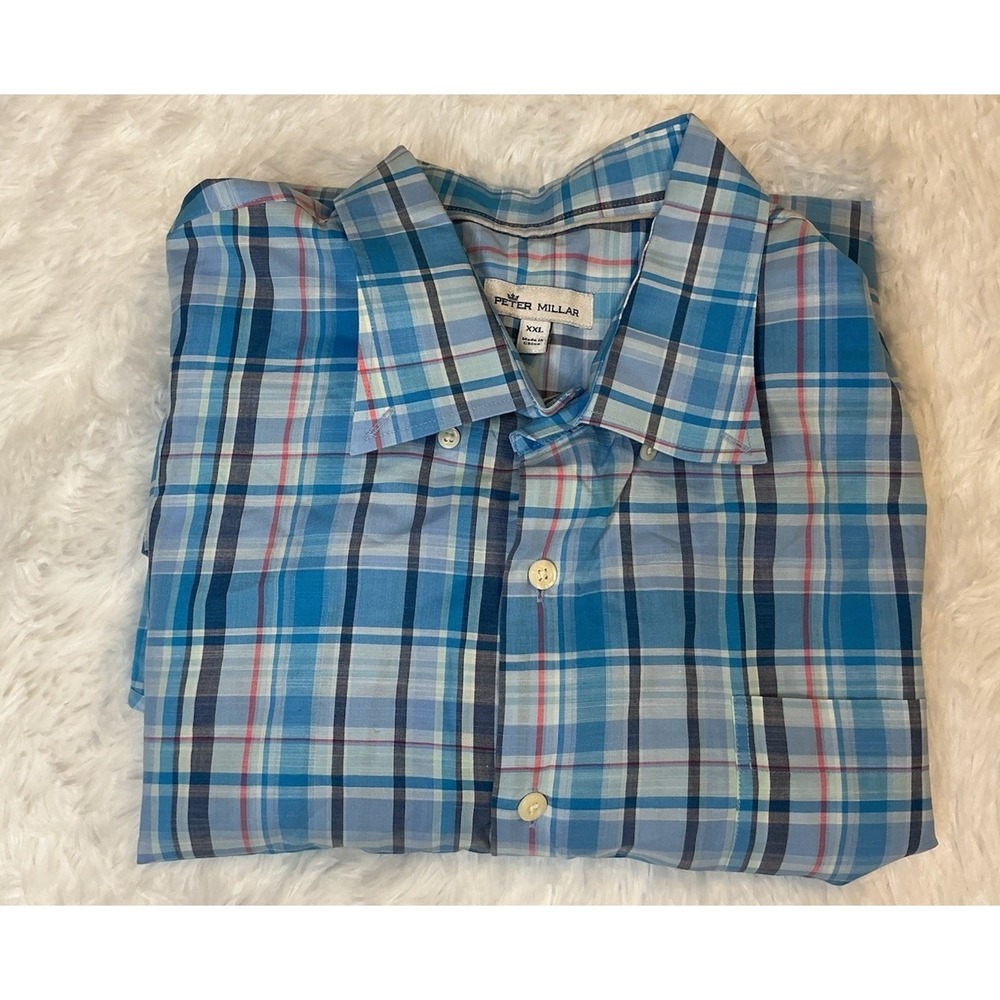 Peter Millar Xxl Lightweight Long sleeve Button down Men's Plaid Shirt